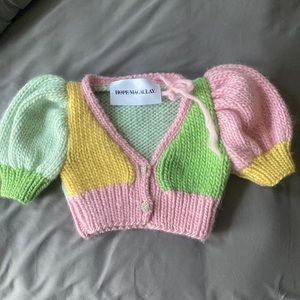 Women's Hope Macaulay x Free People Sparkle Puff Sleeve Cropped Cardi Size S